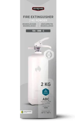 Houseguard lite brannslukningsapparat 2 kg, sort / hvitt