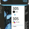 HP 305 svart + 305 3-farger blekkpatron
