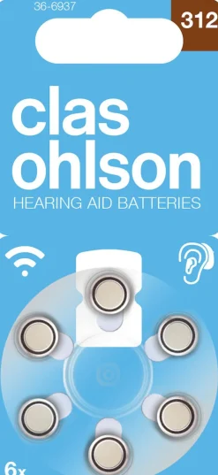 Høreapparatbatterier 312, 6-pakning