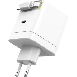 Hurtiglader 65 W med uttrekkbar USB-C-kabel, hvit