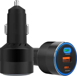 3-i-1 billader, 12 V, 24 V, USB-C og USB-A, 78 W