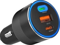 3-i-1 billader, 12 V, 24 V, USB-C og USB-A, 78 W