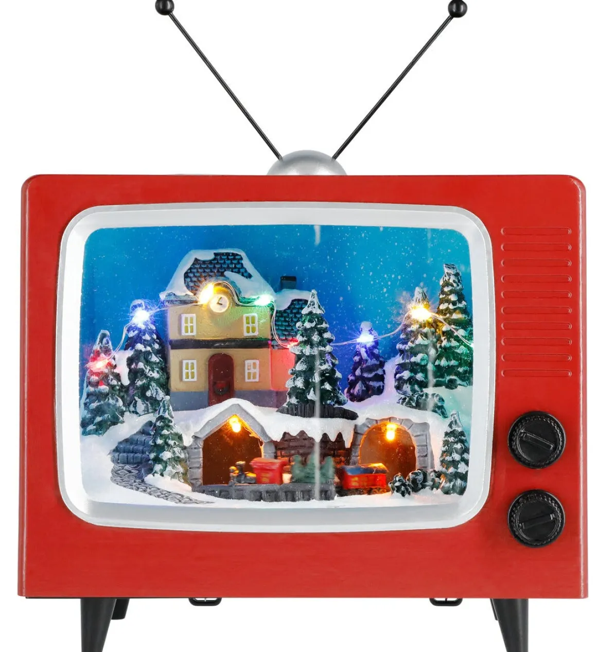 Juleby, tv med lys og musikk