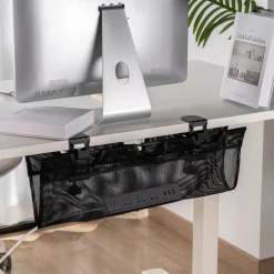 Kabelkanal for skrivebord med klemfeste, svart, netting
