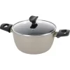 Kjele med glasslokk 2,5 l keramisk non stick, sand