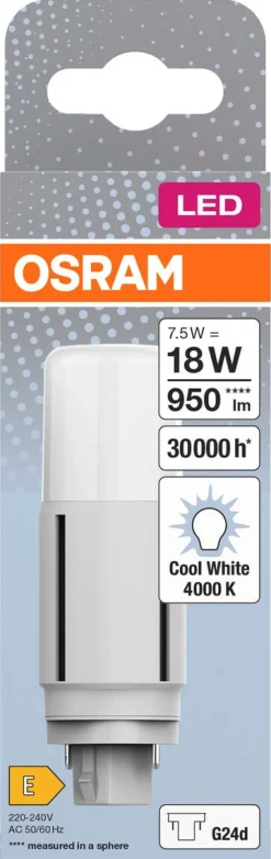 Kompaktlysrør LED G24d 7,5 W kaldhvit, Osram