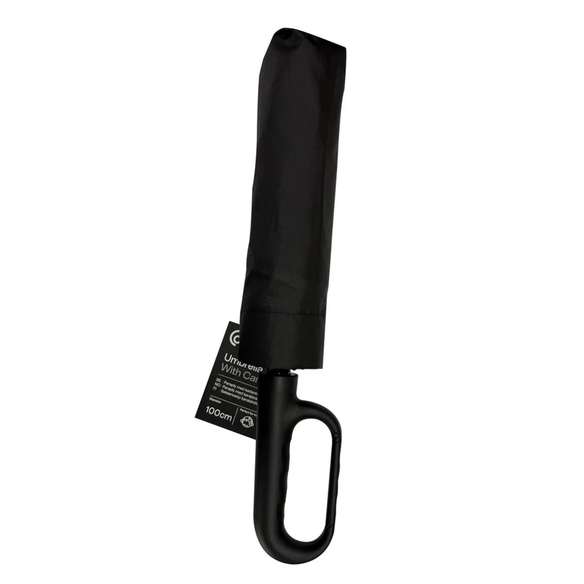Kompakt paraply med karabinkrok, vindbestandig, 100 cm