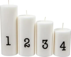 Kubbelys Advent, 4-pakning stearinlys med tall