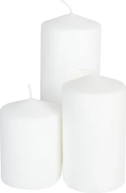 Kubbelys i stearin, 6,7 cm i diameter, hvitt