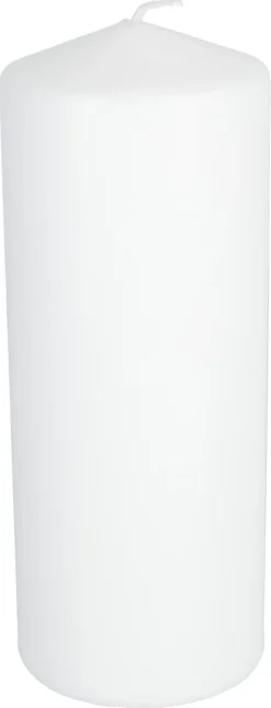 Kubbelys i stearin, 6,7 cm i diameter, hvitt