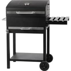 Kullgrill med hjul, lokk og sidebord