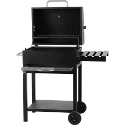 Kullgrill med hjul, lokk og sidebord
