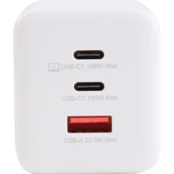 Lader 2 x USB-C og 1 x USB-A GaN, 100 W