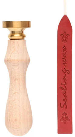 Lakkforsegling, seglstempel med krans og rød lakkstang