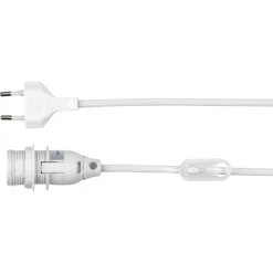 Lampeholder E14 med 5 m ledning, hvit