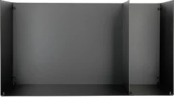 Lav vedholder med 2 rom i svart stål, til innendørs bruk, 39 x 70 cm
