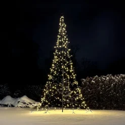 LED-flaggstangbelysning 6 m, varmhvitt lys med timer