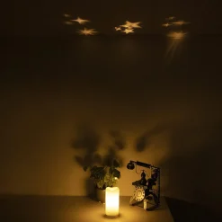 LED-lys av voks med stjerneprojektor, høyde 16 cm