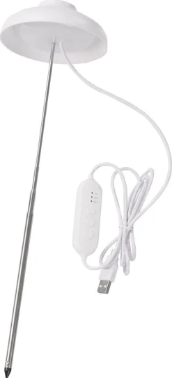 LED-plantelys på spyd til potter, med USB og teleskopfunksjon, hvitt