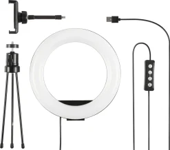LED-ringlys med tripod til mobil, 8 tommer