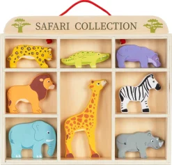 Lekesett med safaridyr i tre med hylle, fra 3 år