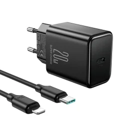 Lightning- til USB-C-lader 20 W med kabel, 1 m, svart