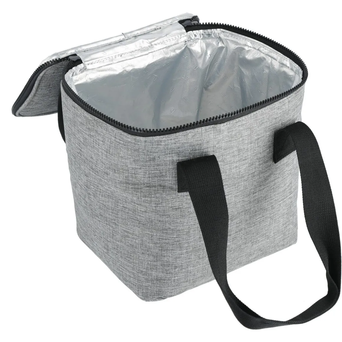 Liten kjølebag med håndtak, myk, grå, 9 liter