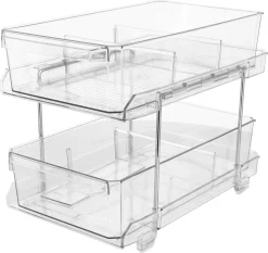 Liten oppbevaringshylle med 2 skuffer, 23 x 31,7 x 18,8 cm
