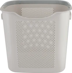 Liten skittentøyskurv i plast med håndtak, beige og grå