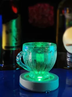 Lysende glassbrikke LED RGB, batteridrevet, 2-pakning