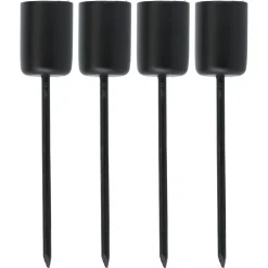 Lysholder for stakelys, svart metall, 4-pakning