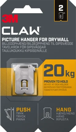 3M Claw bildekrok for gipsvegg, 20 kg