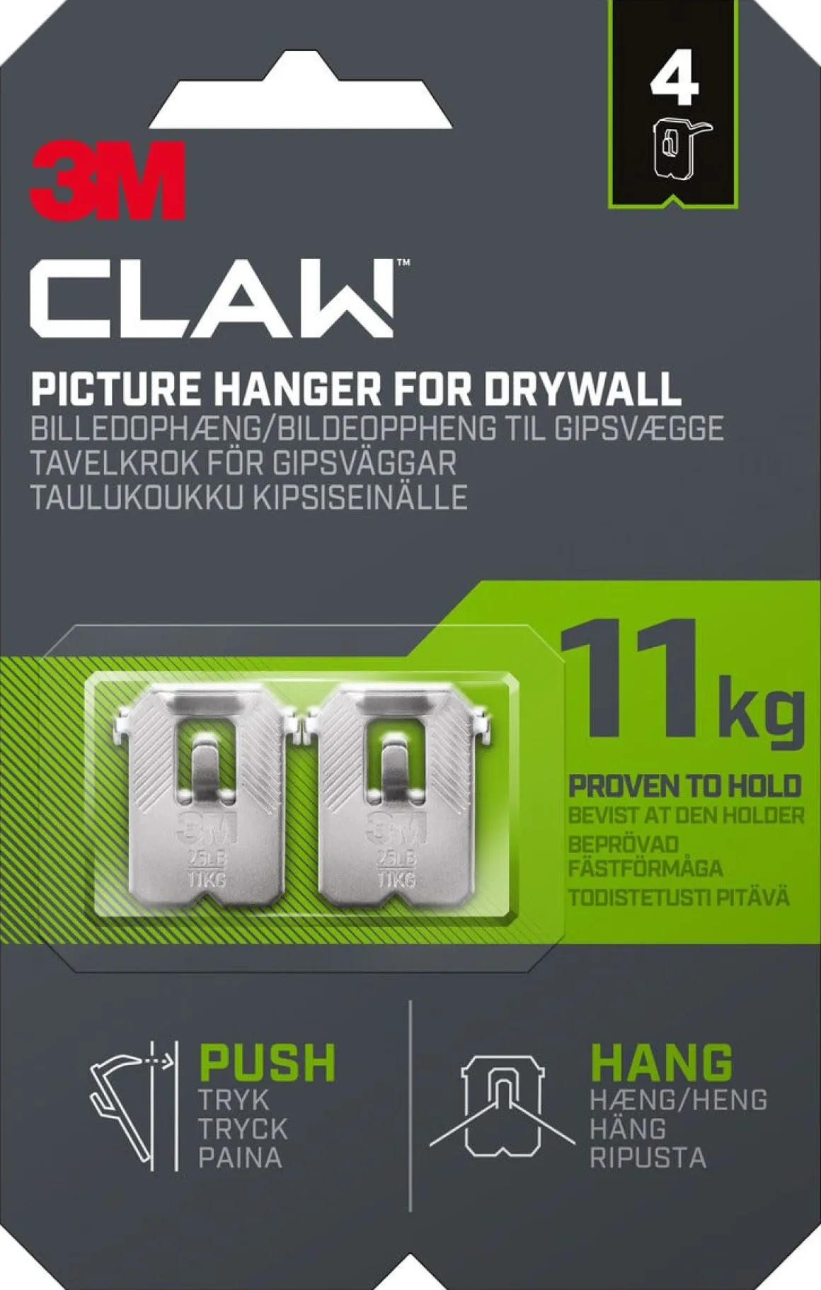 3M Claw bildekrok for gipsvegg, 11 kg