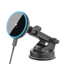 Magnetisk mobilholder med Qi2 trådløs lading, sugekopp