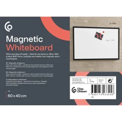 Magnetisk whiteboard 60x40 cm sort ramme