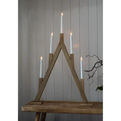 Markslöjd Bjurfors adventsstake i tre 5 LED, 76,5 cm