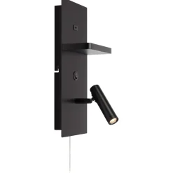 Markslöjd Carica vegglampe med hylle, USB-C, svart