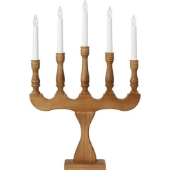 Markslöjd Svaneholm adventsstake i tre med LED, 5-armet, 53 cm
