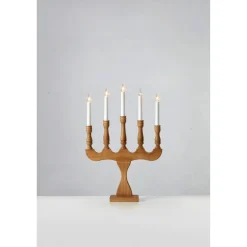 Markslöjd Svaneholm adventsstake i tre med LED, 5-armet, 53 cm