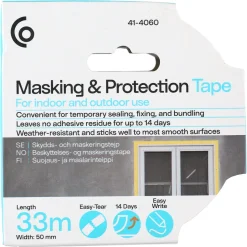 Maskeringstape for utendørs bruk, gul byggtape, 50 mm x 33 m