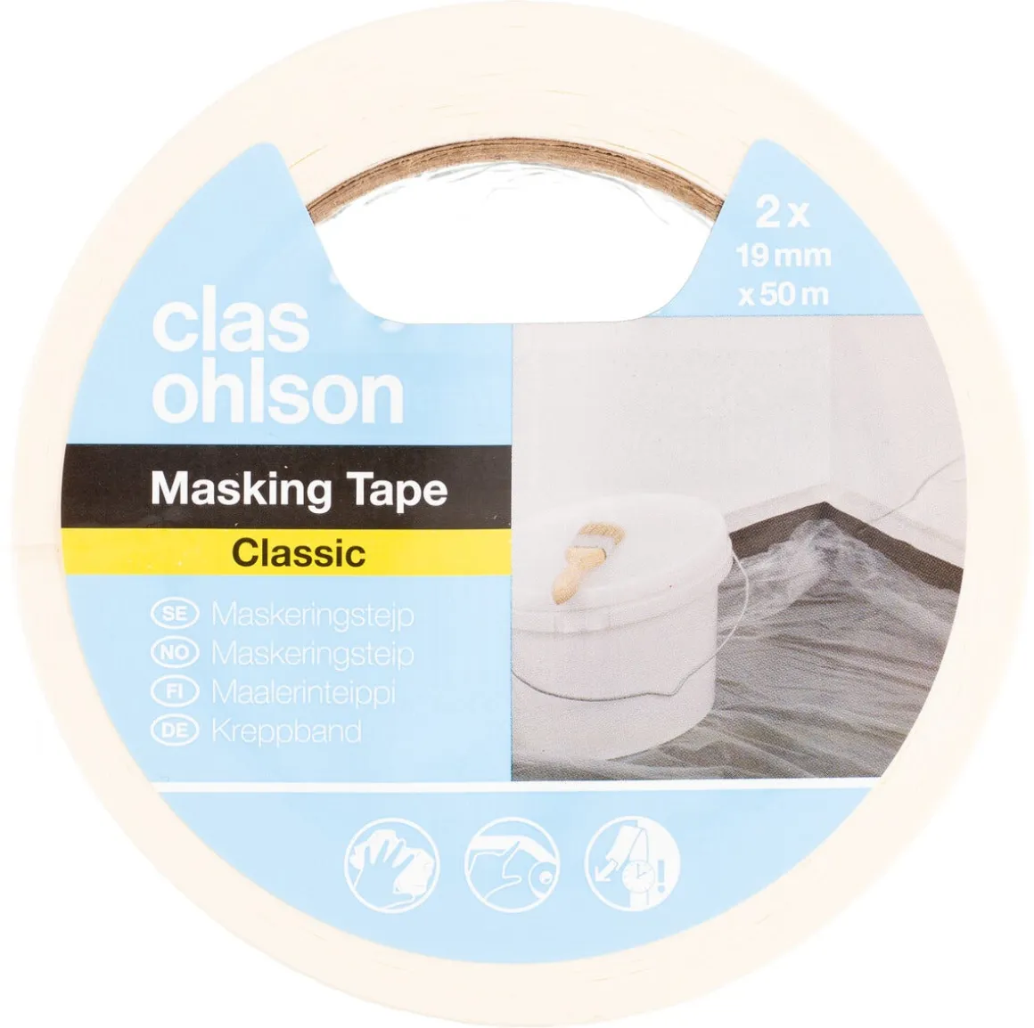 Maskeringsteip 19 mm x 50 m, 2-pack
