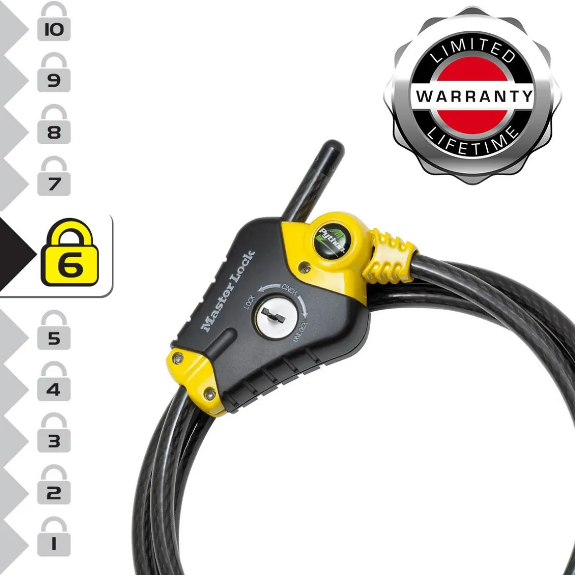 Masterlock kabellås med nøkkel 8420EURD, 450 cm