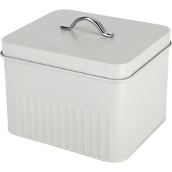 Metallboks med lokk og etiketter, beige