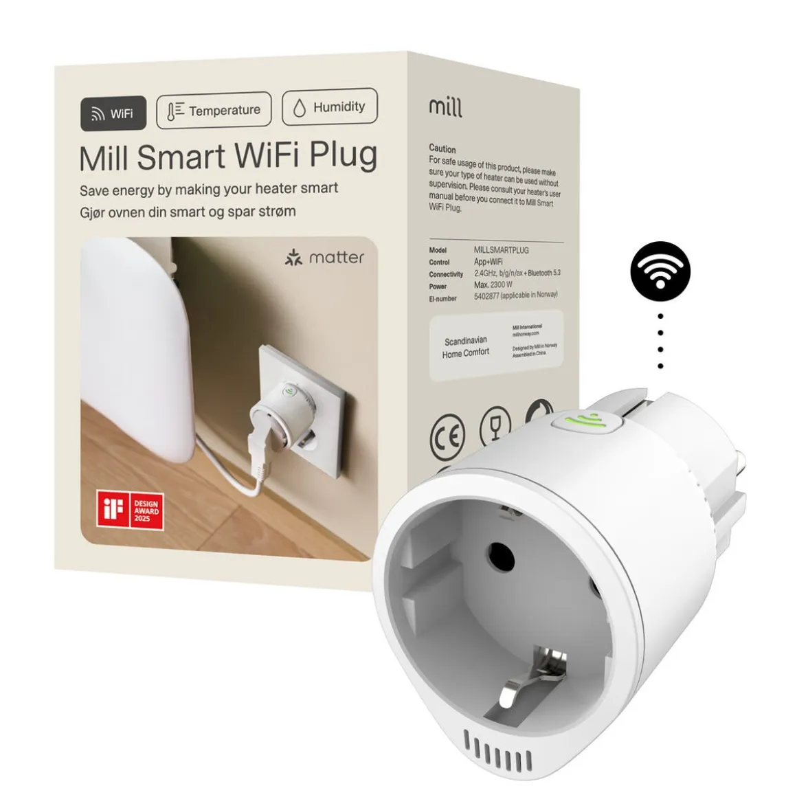 Mill Smart WiFi Plug termostat for panelovn