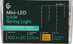 Mini-LED varmhvit istapplenke, forlengelse på 2,5 m