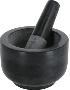 Morter marmor, svart, 12 x 8 cm