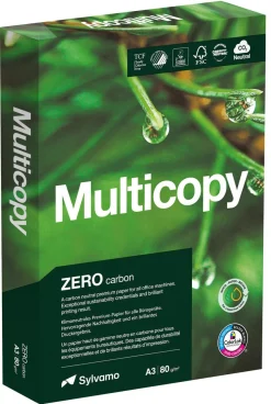 Multicopy Zero A3 80 g kopipapir, 2500-pakning