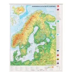 Naga Skandinavia-kart til vegg, laminert 97x67 cm