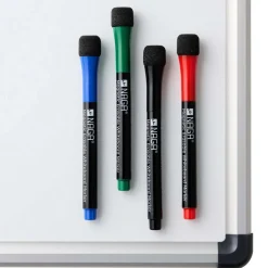 Naga whiteboardpenner med magnet og viskelær, 4-pakning