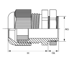 Nelco gjennomføring M25 13–18 mm, 2-pakning